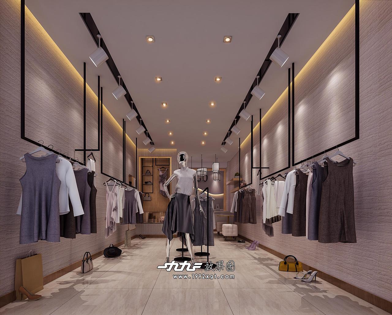 1992复古工装风服装店效果图设计